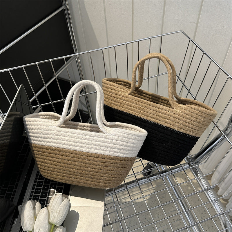 Wholesale Large Capacity Spliced Cotton Woven Bags